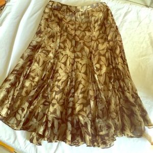 Lafayette 148 New York Silk Ruffle trim skirt